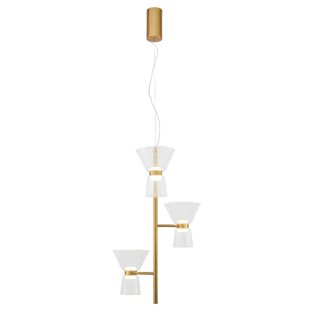 Lampadari Moderni-Selezionato da Mazzolaluce Lampadario led biemissione design oro per soggiorno contemporaneo