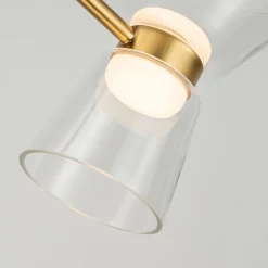 Lampadari Moderni-Selezionato da Mazzolaluce Lampadario led biemissione design oro per soggiorno contemporaneo