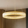 Lampadari Moderni-Selezionato da Mazzolaluce Lampadario led cerchio dorato di vetro cristallo per soggiorno