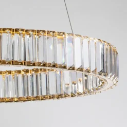 Lampadari Moderni-Selezionato da Mazzolaluce Lampadario led cerchio dorato di vetro cristallo per soggiorno
