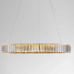 Lampadari Moderni-Selezionato da Mazzolaluce Lampadario led cerchio dorato di vetro cristallo per soggiorno