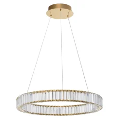 Lampadari Moderni-Selezionato da Mazzolaluce Lampadario led cerchio dorato di vetro cristallo per soggiorno