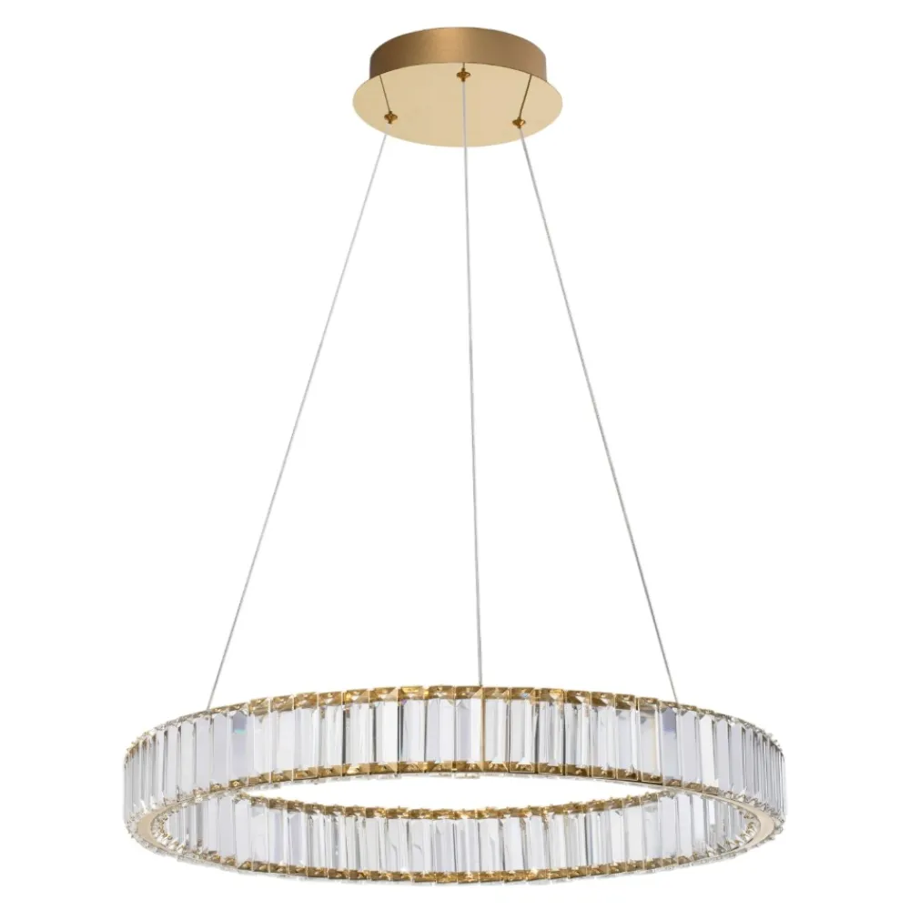 Lampadari Moderni-Selezionato da Mazzolaluce Lampadario led cerchio dorato di vetro cristallo per soggiorno