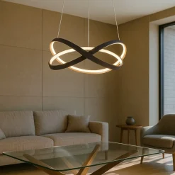 Lampadari Moderni-Selezionato da Mazzolaluce Lampadario led design moderno nero oro per sala da pranzo