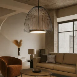 Lampadari Moderni-Selezionato da Mazzolaluce Lampadario led design moderno gabbia di metallo nero per soggiorno