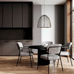 Lampadari Moderni-Selezionato da Mazzolaluce Lampadario led design moderno gabbia di metallo nero per soggiorno