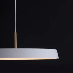 Lampadari Cucina-Selezionato da Mazzolaluce Lampadario led disco piatto bianco oro per cucina moderna