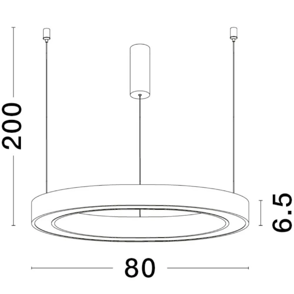 Lampadari Moderni-Selezionato da Mazzolaluce Lampadario led 3000k dimmerabile cerchio 80cm nero