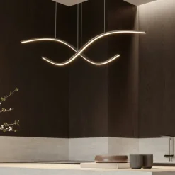 Lampadari Cucina-Selezionato da Mazzolaluce Lampadario led 2700k-3000k-4000k nero design per isola penisola cucina
