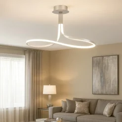 Lampadari Moderni-Selezionato da Mazzolaluce Lampadario led moderno led per soggiorno silver cromo dimmerabile