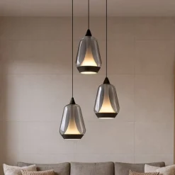 Lampadari Moderni-Selezionato da Mazzolaluce Lampadario led moderno per soggiorno vetri grigio fumo
