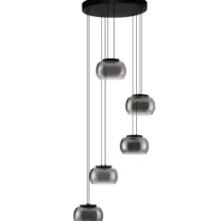 Lampadari Moderni-Selezionato da Mazzolaluce Lampadario led nero per soggiorno vetri fume moderno