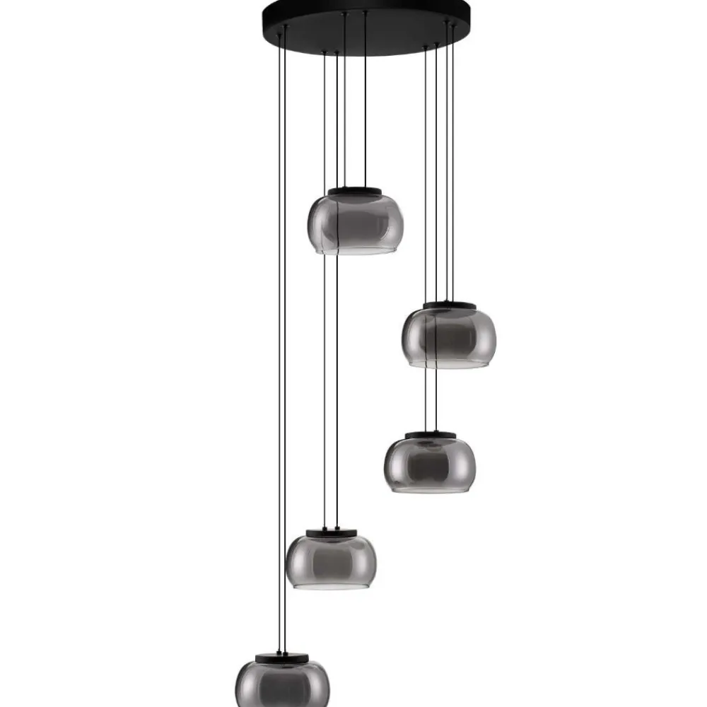Lampadari Moderni-Selezionato da Mazzolaluce Lampadario led nero per soggiorno vetri fume moderno