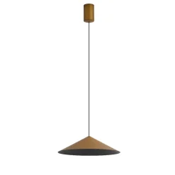 Lampadari Cucina-Selezionato da Mazzolaluce Lampadario led per cucina cono alluminio colore cuoio da tavolo