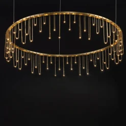 Lampadari Moderni-Selezionato da Mazzolaluce Lampadario led per salotto design moderno oro ramato