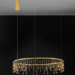 Lampadari Moderni-Selezionato da Mazzolaluce Lampadario led per salotto design moderno oro ramato