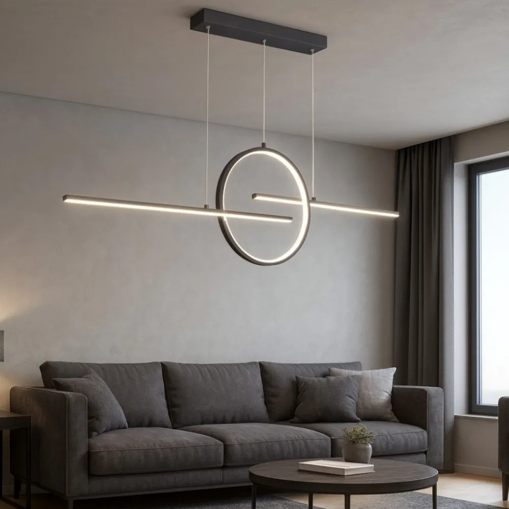 Lampadari Moderni-Selezionato da Mazzolaluce Lampadario led per soggiorno moderno antracite dimmerabile