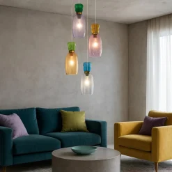Lampadari Moderni-Selezionato da Mazzolaluce Lampadario led vetri multicolor per soggiorno