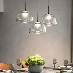 Lampadari Moderni-Fabas Luce Lampadario led 3 vetri pendenti fume moderno lucille