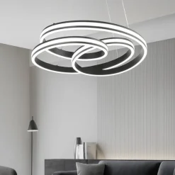 Lampadari Moderni-Selezionato da Mazzolaluce Lampadario led 60w dimmerabile nero per soggiorno moderno