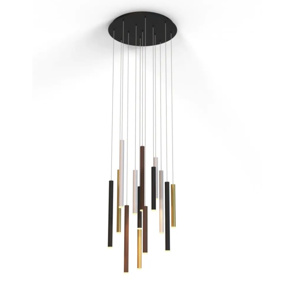 Lampadari Moderni-Selezionato da Mazzolaluce Lampadario led 84w 3000k cilindri multicolor per soggiorno moderno