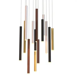 Lampadari Moderni-Selezionato da Mazzolaluce Lampadario led 84w 3000k cilindri multicolor per soggiorno moderno
