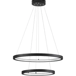 Lampadari Moderni-Selezionato da Mazzolaluce Lampadario led 60w 3000k dimmerabile doppio anello nero per salotto