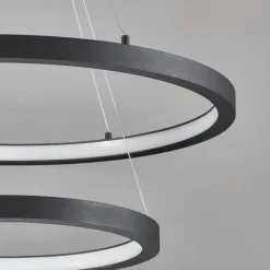 Lampadari Moderni-Selezionato da Mazzolaluce Lampadario led 60w 3000k dimmerabile doppio anello nero per salotto