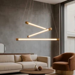 Lampadari Moderni-Selezionato da Mazzolaluce Lampadario led 30w 3000k dorato design moderno fp
