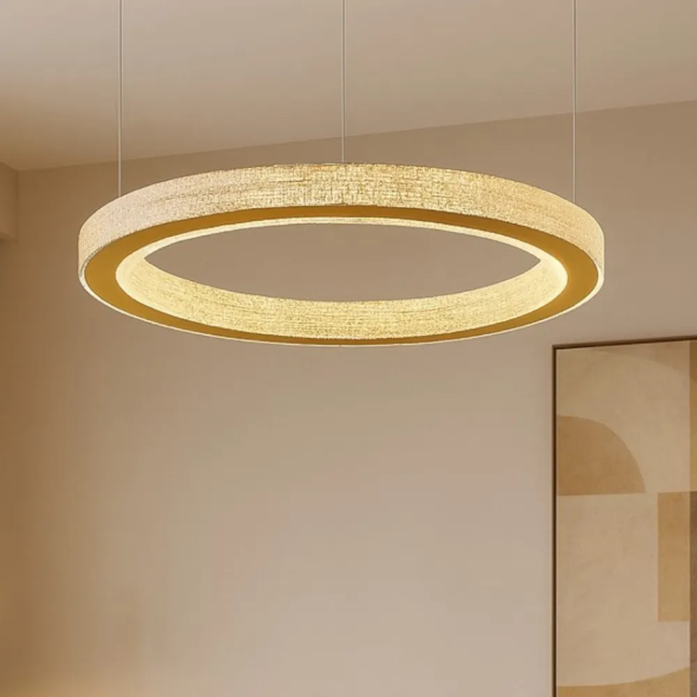 Lampadari Moderni-Selezionato da Mazzolaluce Lampadario led 40w 3000k dorato moderno cerchio per salotto