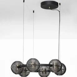 Lampadari Moderni-Selezionato da Mazzolaluce Lampadario led 60w 3000k moderno bocce di vetro fume per soggiorno