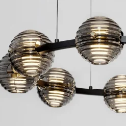 Lampadari Moderni-Selezionato da Mazzolaluce Lampadario led 91w 3000k moderno per soggiorno nero con vetri