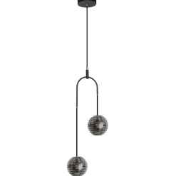 Lampadari Moderni-Selezionato da Mazzolaluce Lampadario led 20w 3000k nero bocce vetro fume