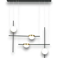 Lampadari Moderni-Selezionato da Mazzolaluce Lampadario led 32w 3000k nero oro sfere per soggiorno moderno