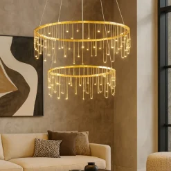 Lampadari Moderni-Selezionato da Mazzolaluce Lampadario led 41w 3000k oro ramato design moderno per soggiorno