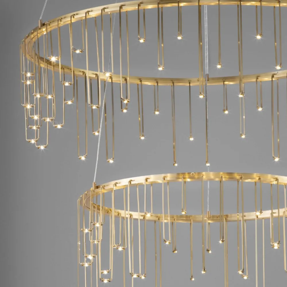 Lampadari Moderni-Selezionato da Mazzolaluce Lampadario led 41w 3000k oro ramato design moderno per soggiorno