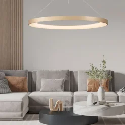 Lampadari Moderni-Selezionato da Mazzolaluce Lampadario led 75w moderno cerchio oro 90cm da 2700k a 5000k con telecomando