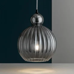 Lampadari Moderni-Perenz Illuminazione Lampadario lia perenz sfera di vetro 32cm fume specchiato