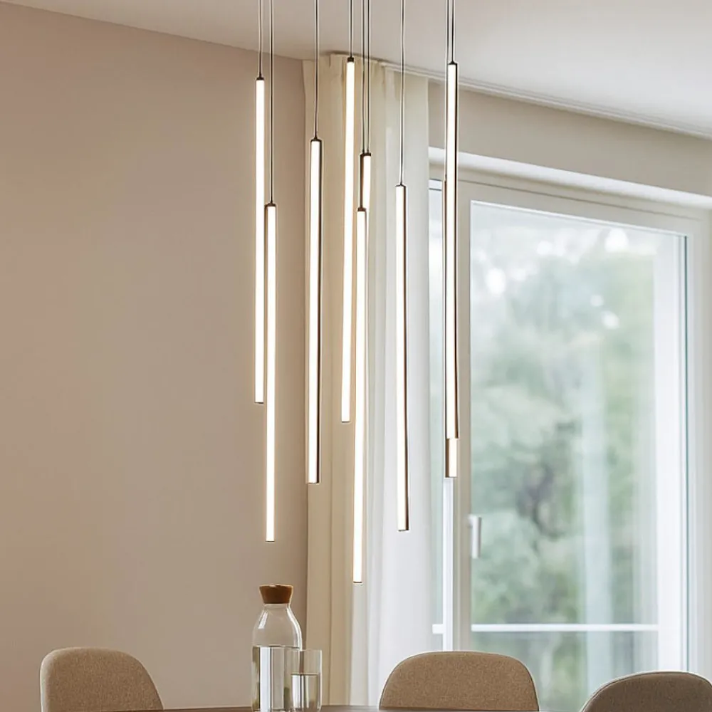 Lampadari Moderni-Selezionato da Mazzolaluce Lampadario luci a cascata moderno led 3200k nero per soggiorno