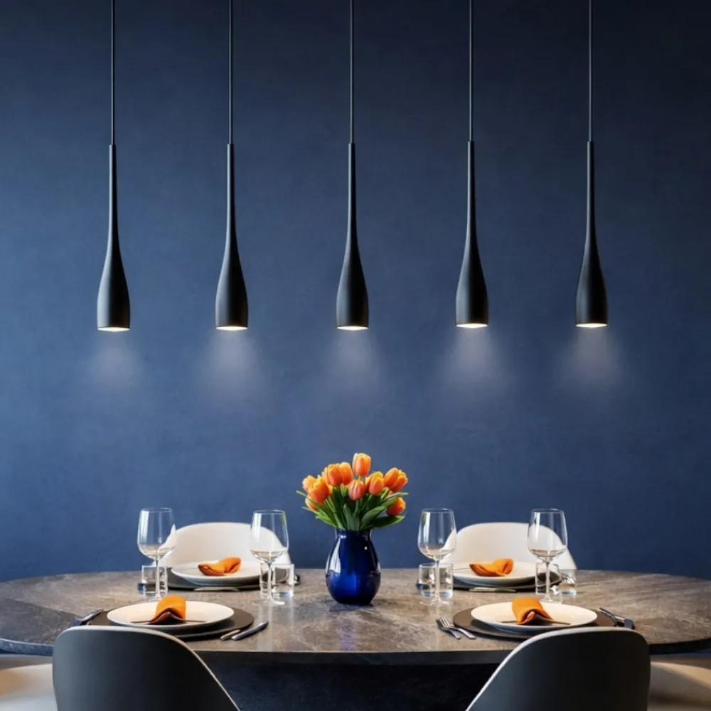 Lampadari Cucina-Fabas Luce Lampadario 5 luci a sospensioni nero per tavolo cucina coco