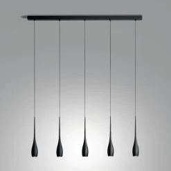 Lampadari Cucina-Fabas Luce Lampadario 5 luci a sospensioni nero per tavolo cucina coco