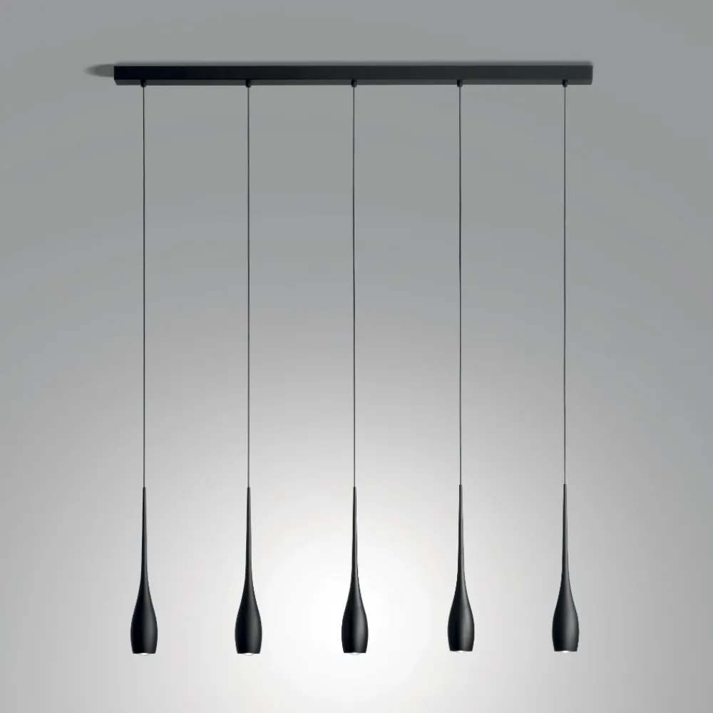 Lampadari Cucina-Fabas Luce Lampadario 5 luci a sospensioni nero per tavolo cucina coco