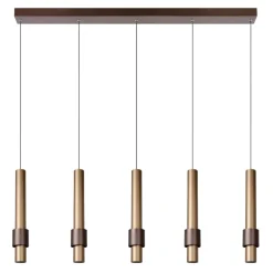 Lampadari Moderni-Selezionato da Mazzolaluce Lampadario 5 luci a sospensione caffe oro per ala da pranzo moderna
