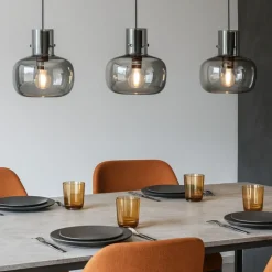 Lampadari Moderni-Selezionato da Mazzolaluce Lampadario 3 luci da soggiorno vetri fume