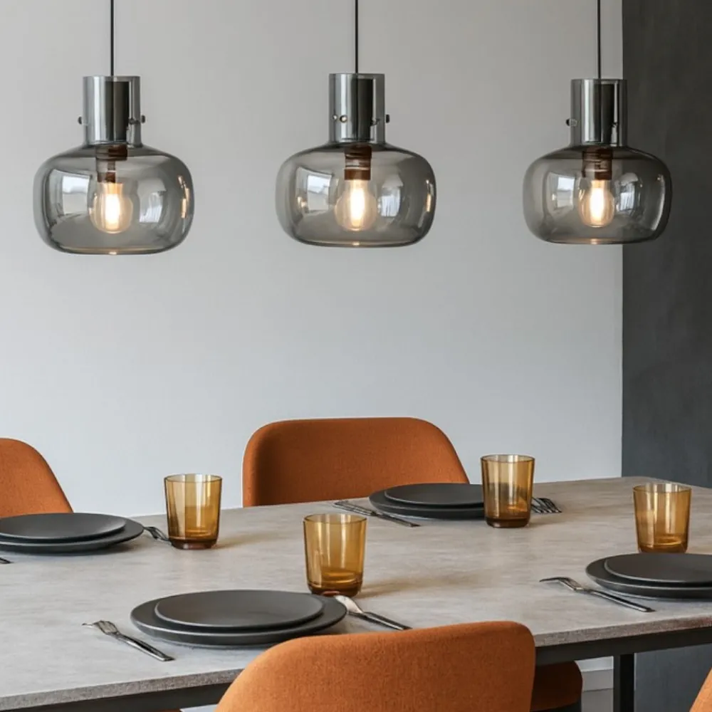 Lampadari Moderni-Selezionato da Mazzolaluce Lampadario 3 luci da soggiorno vetri fume