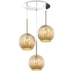 Lampadari Moderni-Top Light Lampadario 3 luci moderna vetri ambra