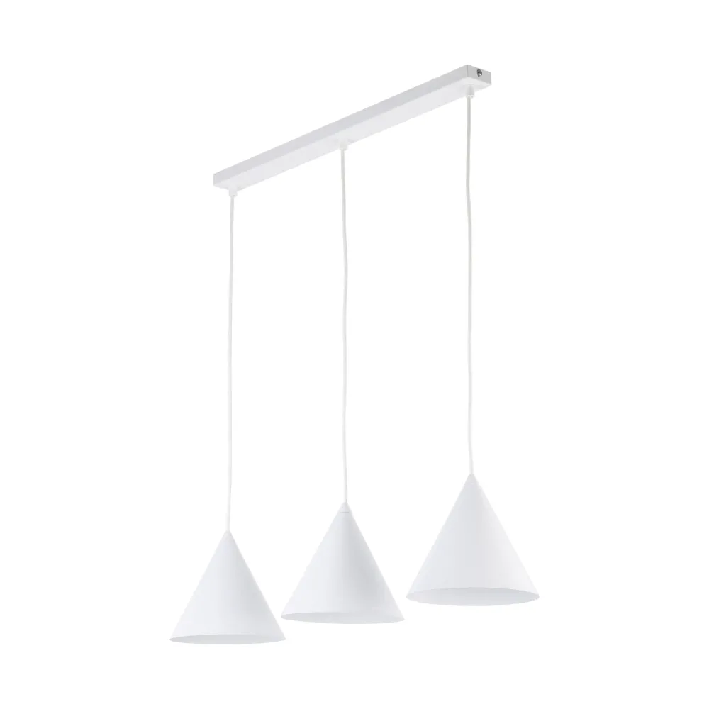Lampadari Cucina-Selezionato da Mazzolaluce Lampadario 3 luci pendenti bianco coni