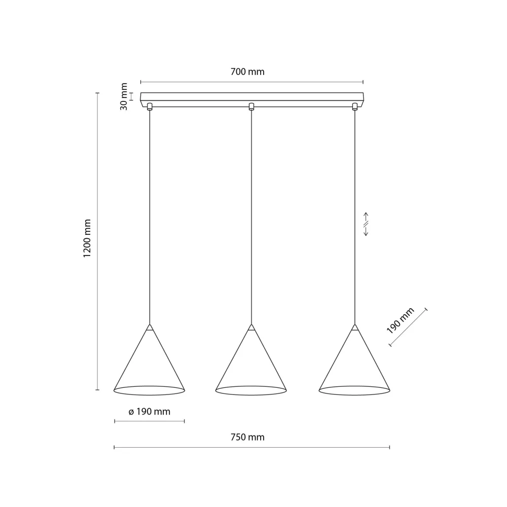 Lampadari Cucina-Selezionato da Mazzolaluce Lampadario 3 luci pendenti bianco coni