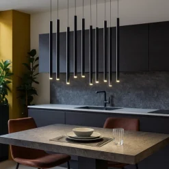 Lampadari Cucina-Selezionato da Mazzolaluce Lampadario 10 luci pendenti nero per tavolo sala da pranzo cucina