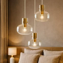 Lampadario Camera Da Letto-Selezionato da Mazzolaluce Lampadario 3 luci per camera da letto vetro dettagli oro